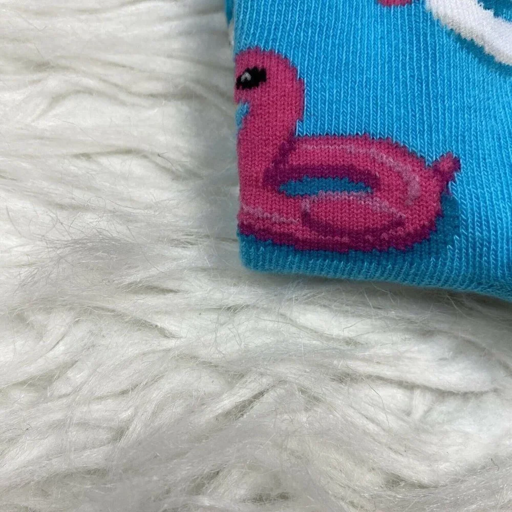NEW Hot Sox Set of 2 Kids Socks Large/X-Large L/XL Pool Floats Unicorn Aqua Pink